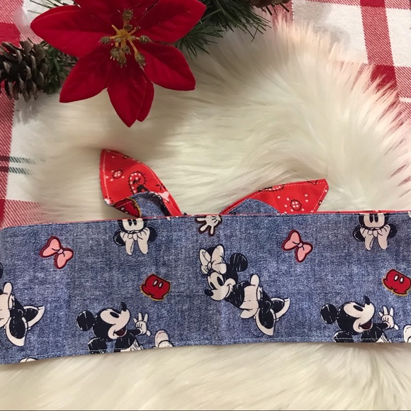 Minnie mouse and Mickey Mouse denim Headband /Face Mask - Picture 6 of 7